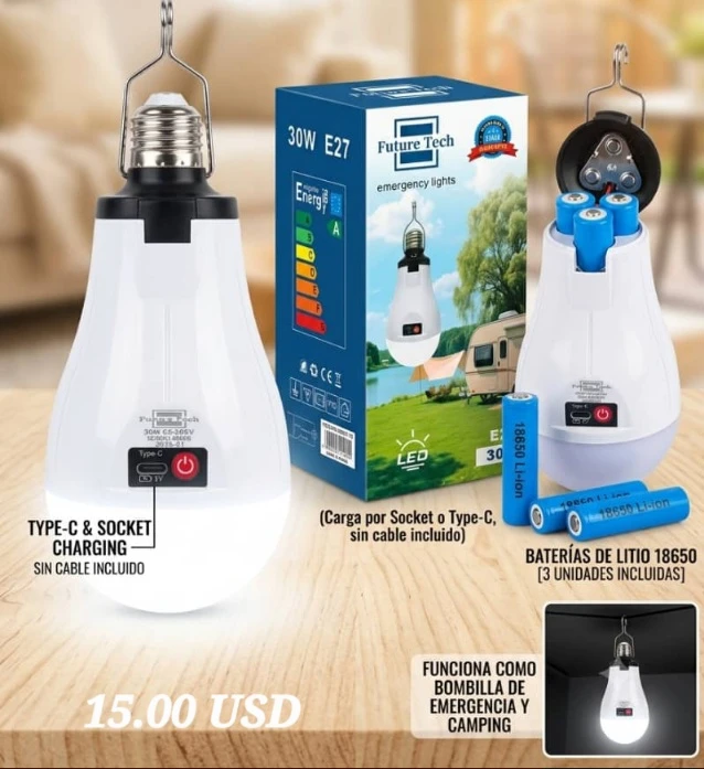 Bombillo LED recargable 30W's foto | DeTodo UnTin |  BizneCubano